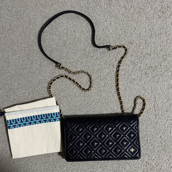 Tory Burch Black Quilted Leather Crossbody Bag